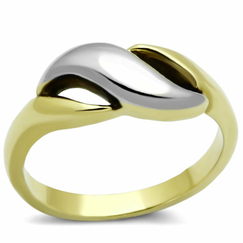 Two-Tone IP Gold (Ion Plating) Stainless Steel Ring with No
